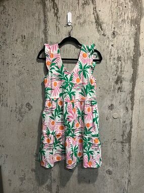 C&C California Pink, Green & Orange Tropical Tiered Mini Dress